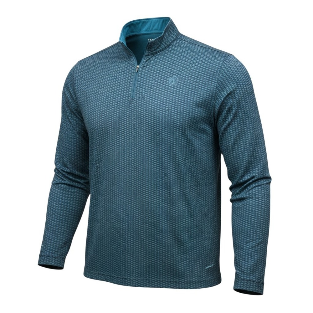 Googan Squad Mens 4XL Quarter Zip Performance Pullover Blue Fishing Shirt Top